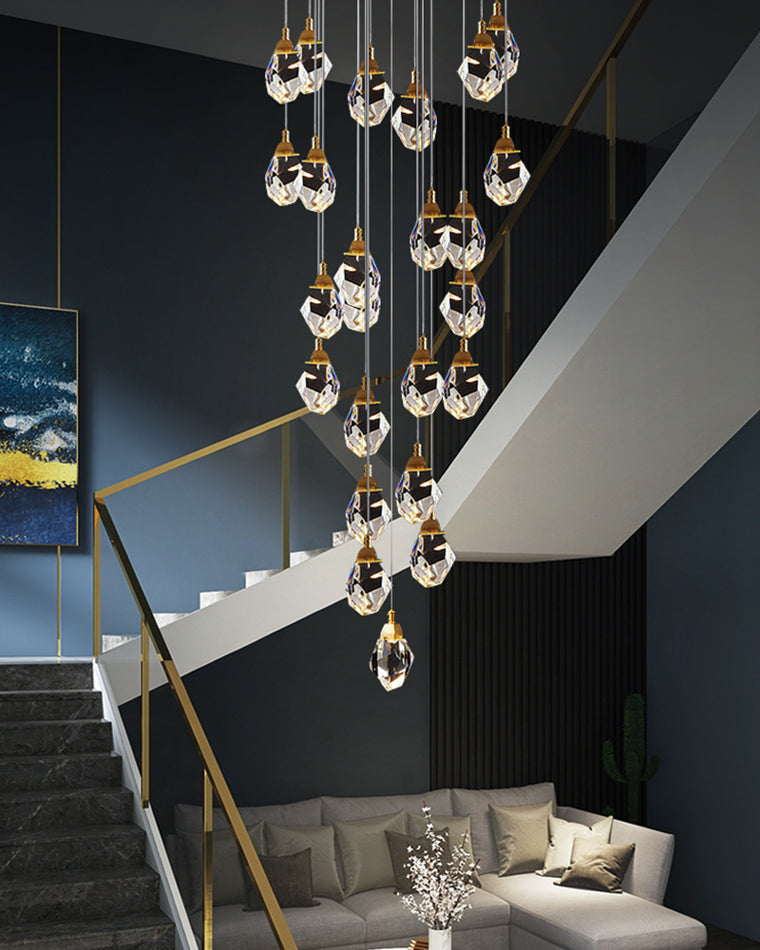 WOMO Lustre Cristal Doré Plusieurs Ampoules-WM2189