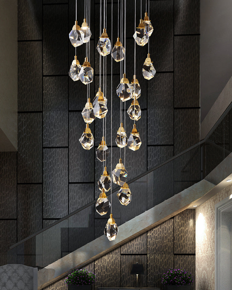WOMO Lustre Cristal Doré Plusieurs Ampoules-WM2189