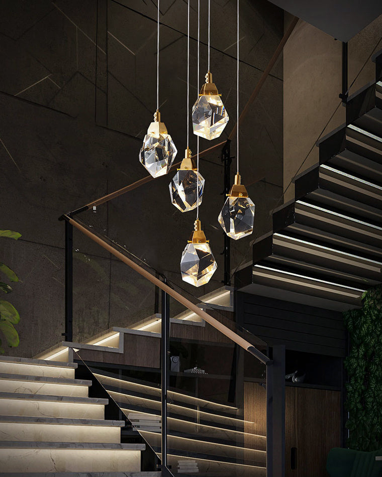 WOMO Lustre Cristal Doré Plusieurs Ampoules-WM2189