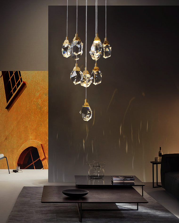 WOMO Lustre Cristal Doré Plusieurs Ampoules-WM2189