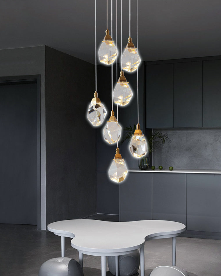 WOMO Lustre Cristal Doré Plusieurs Ampoules-WM2189