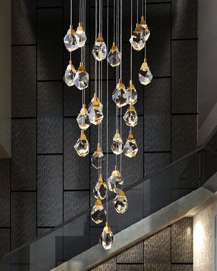WOMO Lustre Cristal Doré Plusieurs Ampoules-WM2189