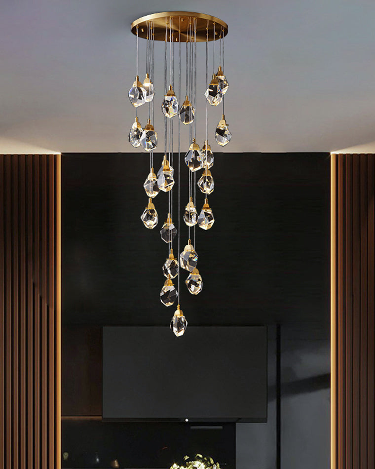 WOMO Lustre Cristal Doré Plusieurs Ampoules-WM2189
