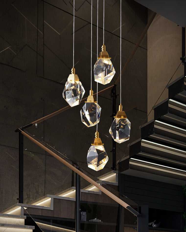 WOMO Lustre Cristal Doré Plusieurs Ampoules-WM2189