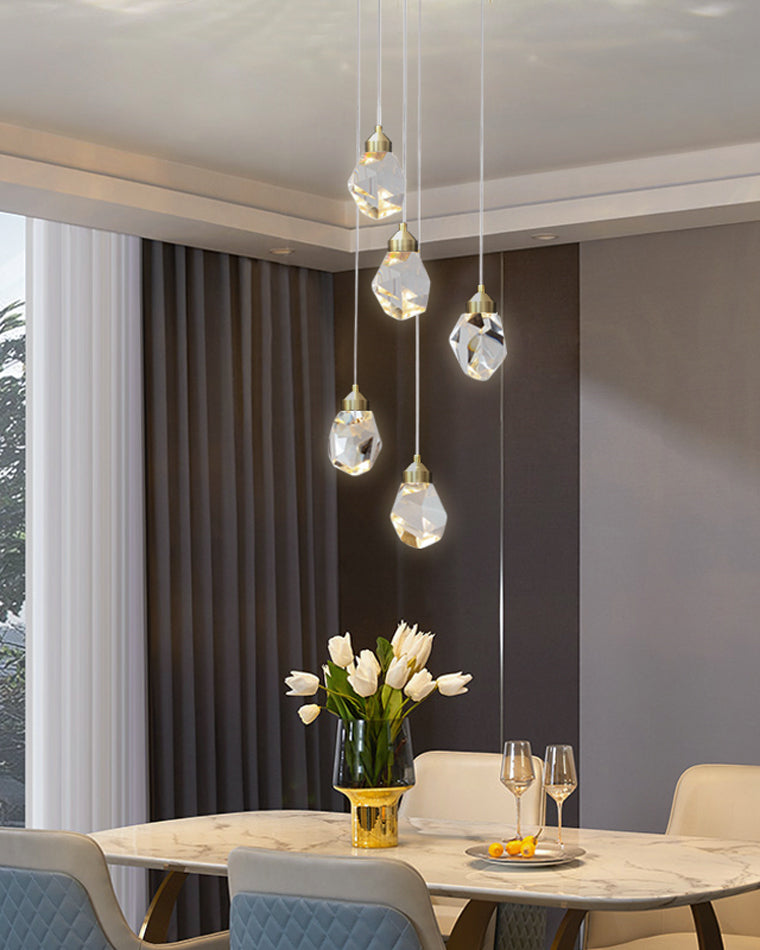 WOMO Lustre Cristal Doré Plusieurs Ampoules-WM2189
