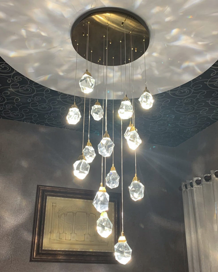 WOMO Lustre Cristal Doré Plusieurs Ampoules-WM2189