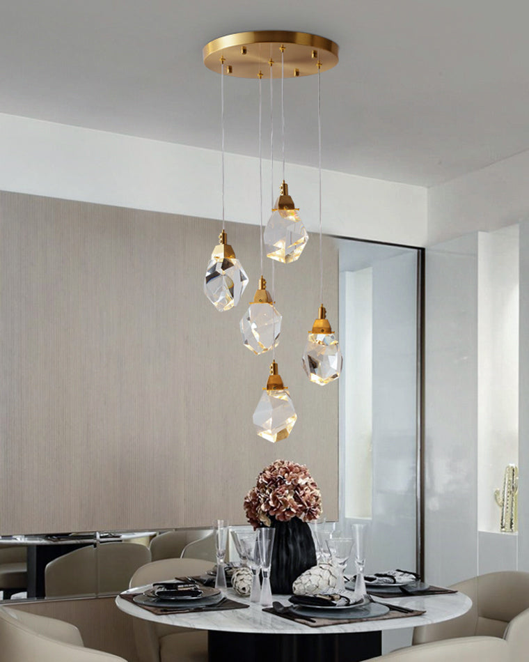 WOMO Lustre Cristal Doré Plusieurs Ampoules-WM2189