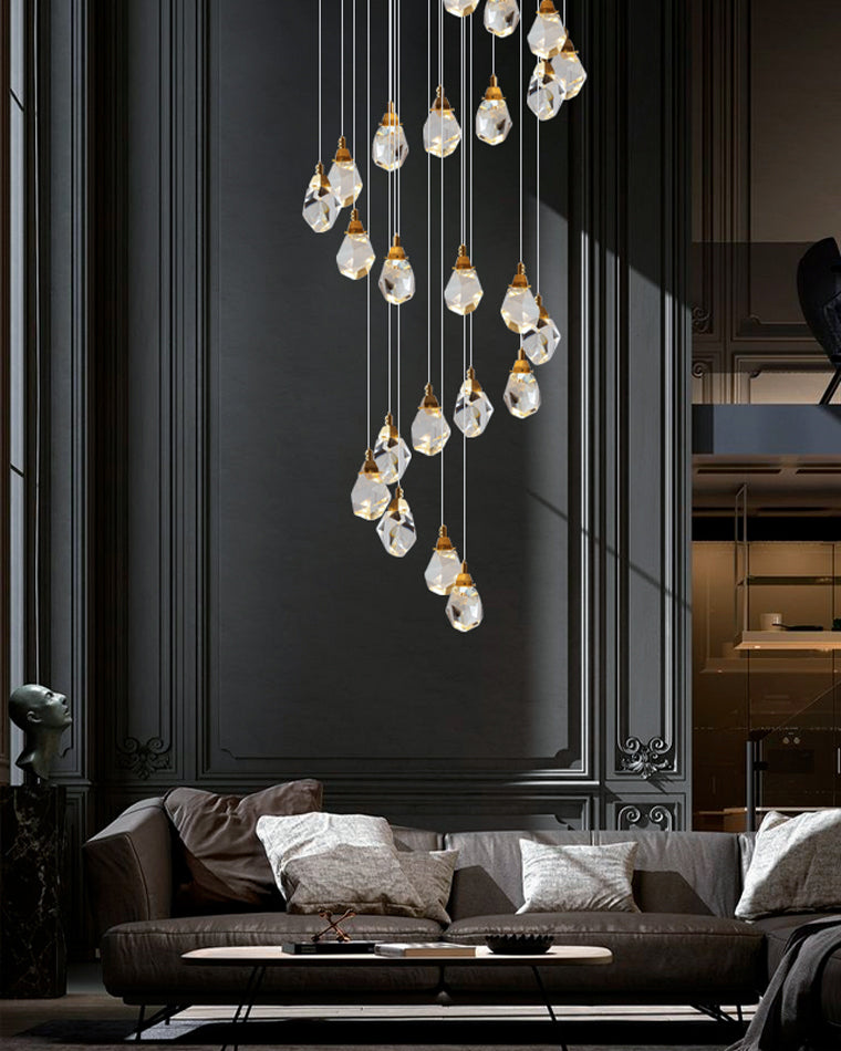 WOMO Lustre Cristal Doré Plusieurs Ampoules-WM2189