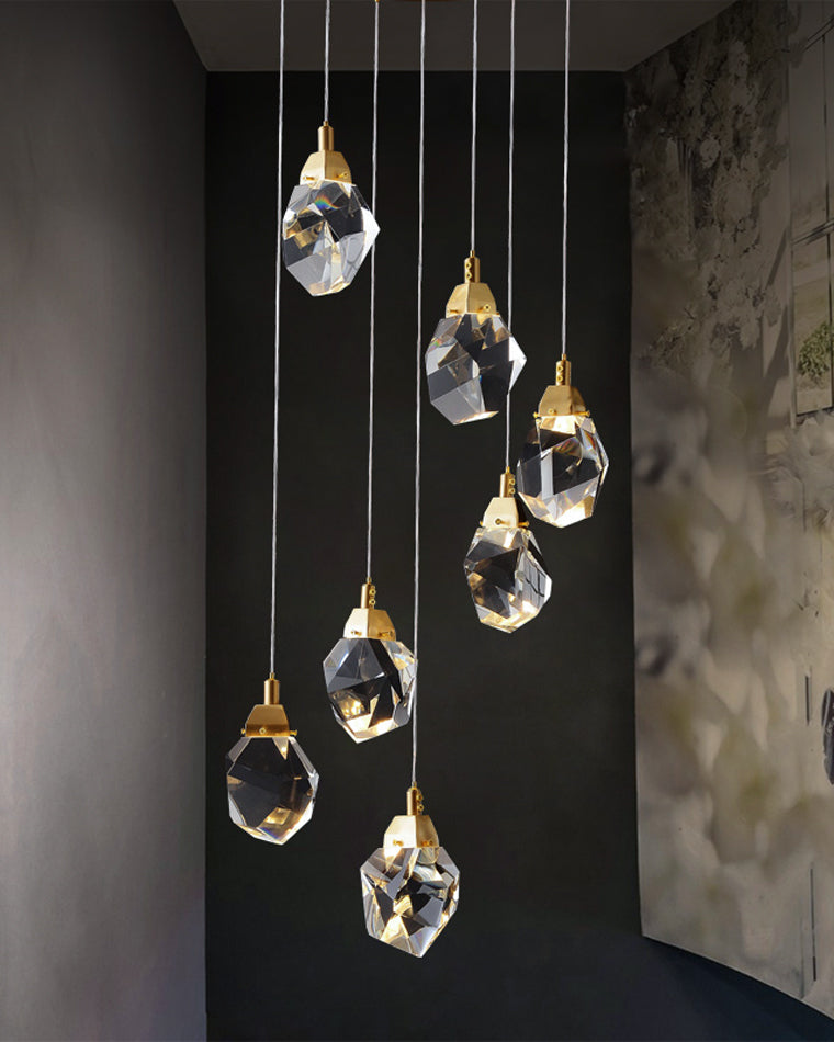 WOMO Lustre Cristal Doré Plusieurs Ampoules-WM2189