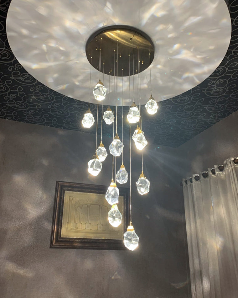 WOMO Lustre Cristal Doré Plusieurs Ampoules-WM2189