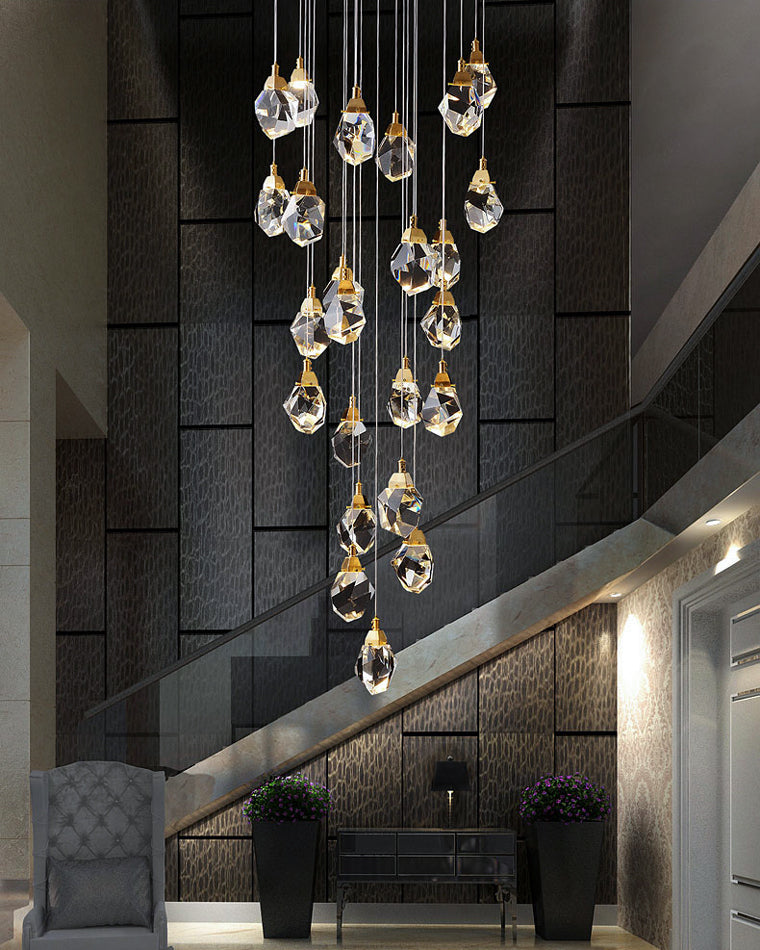 WOMO Lustre Cristal Doré Plusieurs Ampoules-WM2189