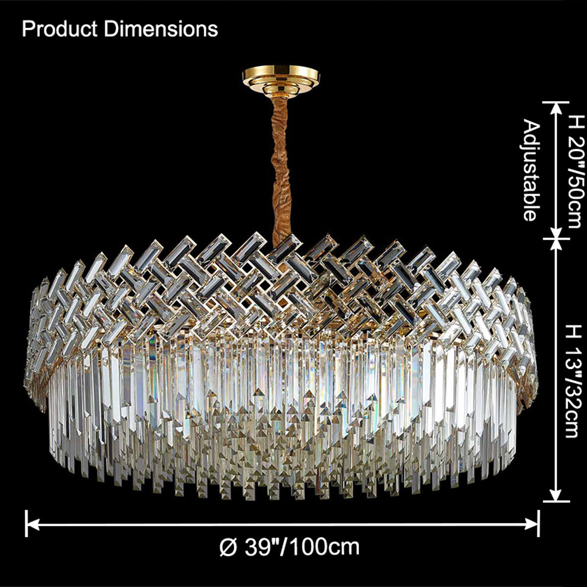 WOMO Lustre Rond Cristal Doré-WM2190