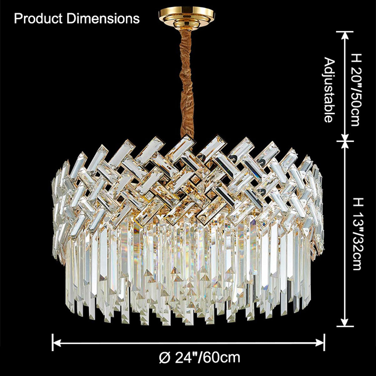WOMO Lustre Rond Cristal Doré-WM2190