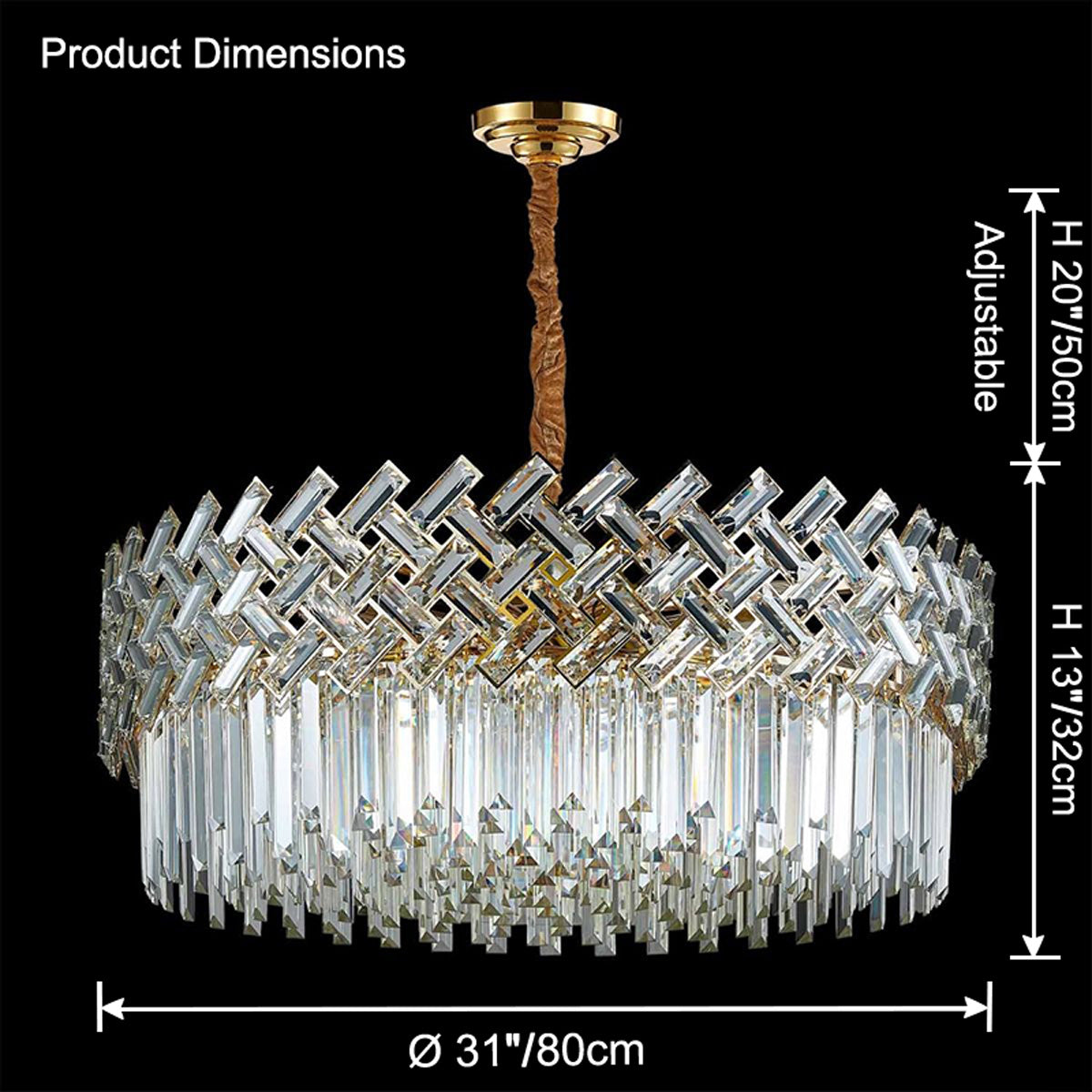 WOMO Lustre Rond Cristal Doré-WM2190