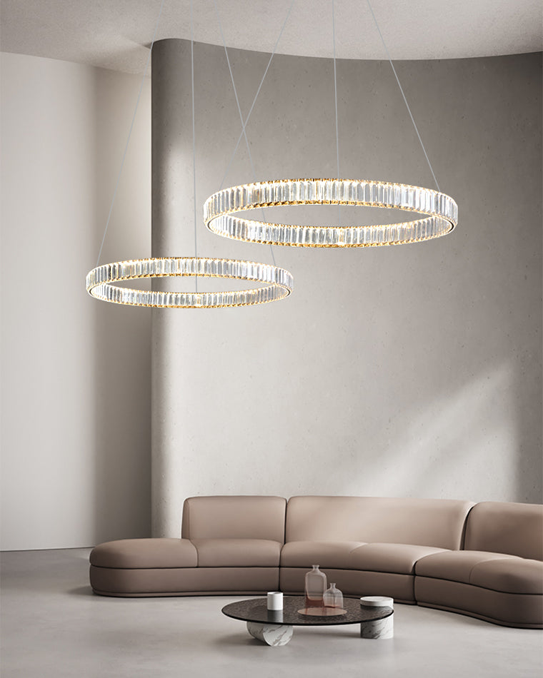 Lustre circulaire en cristal à 2 niveaux WOMO-WM2192