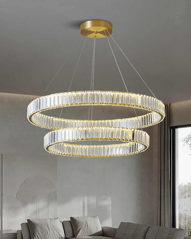 Lustre circulaire en cristal à 2 niveaux WOMO-WM2192