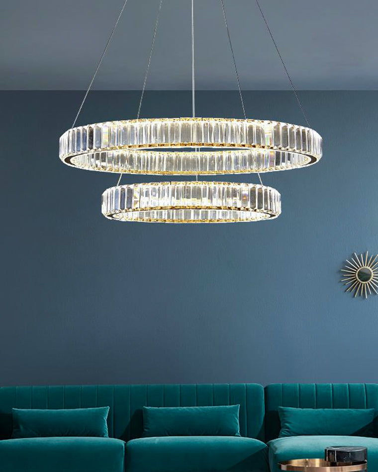 Lustre circulaire en cristal à 2 niveaux WOMO-WM2192