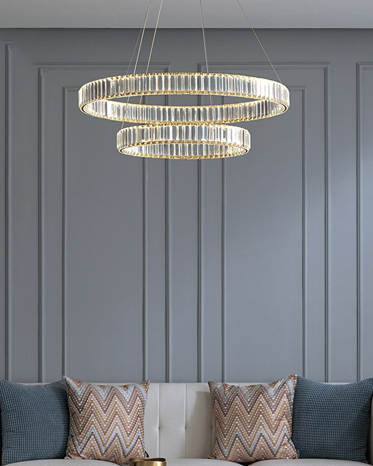 Lustre circulaire en cristal à 2 niveaux WOMO-WM2192