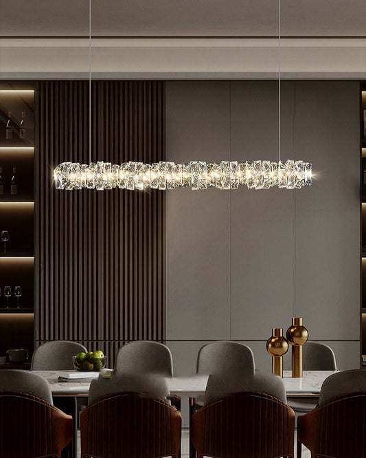 WOMO Crystal Linear Pendant Light for Dining Room - WM2193