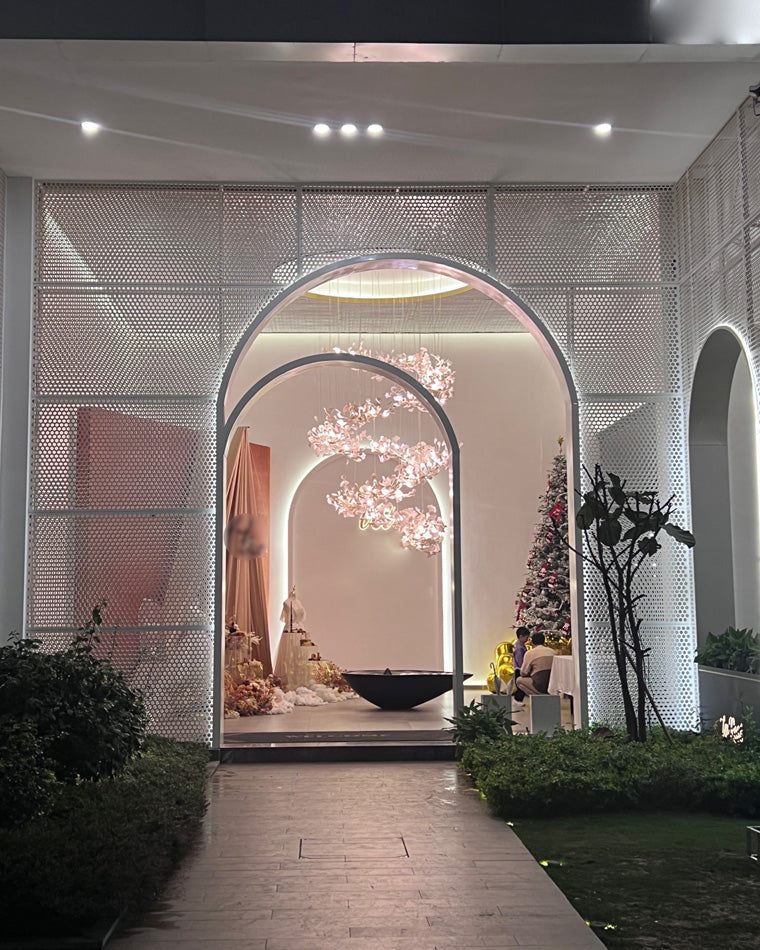 WOMO Grande Lustre Feuille de Ginkgo en Ramique Escalier-WM2206