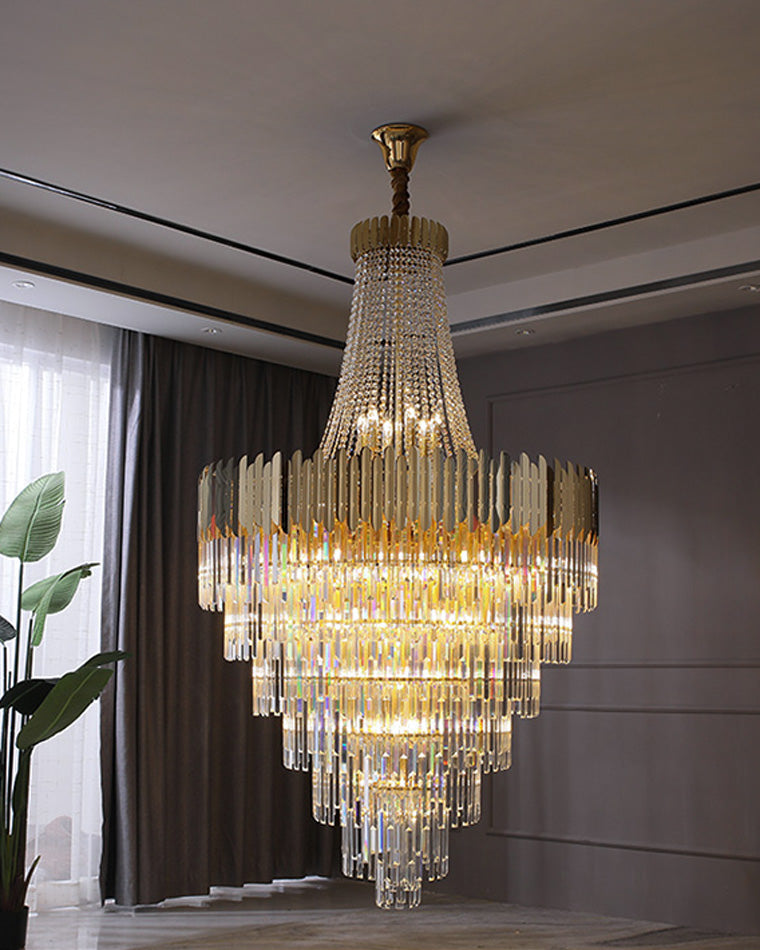 Lustre en cristal doré à plusieurs niveaux WOMO-WM2207