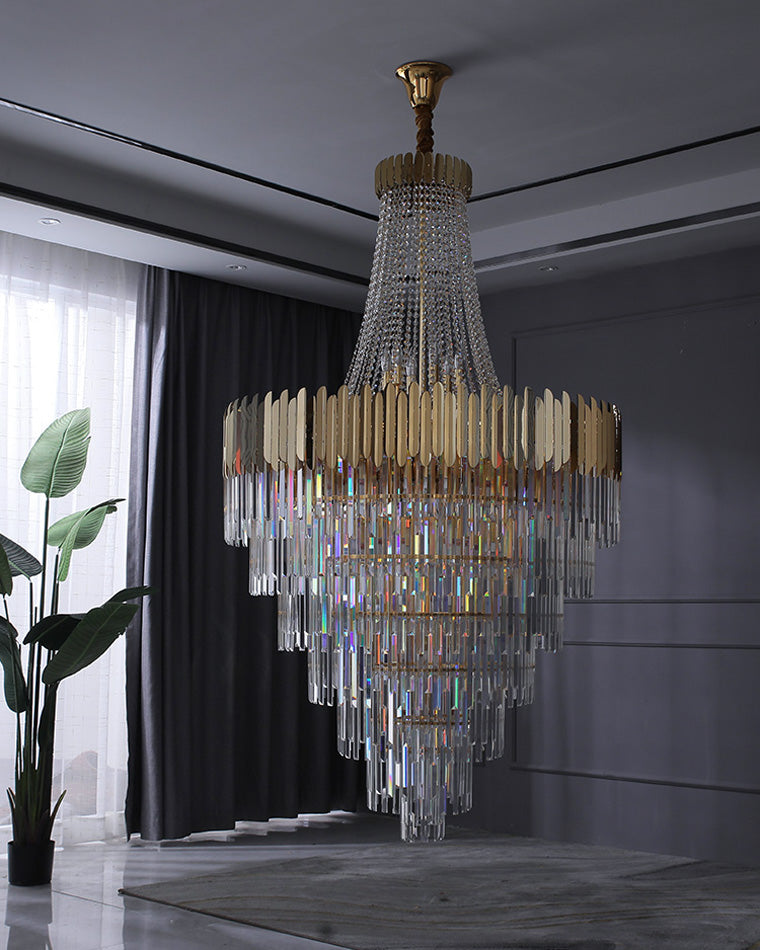 Lustre en cristal doré à plusieurs niveaux WOMO-WM2207