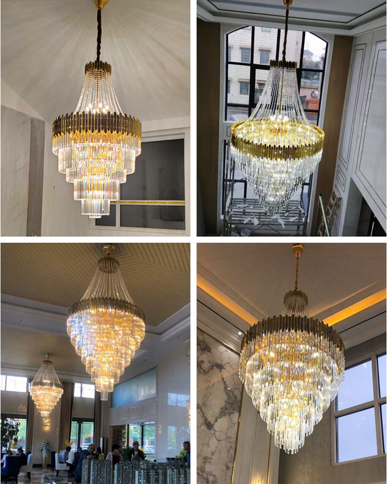 Lustre en cristal doré à plusieurs niveaux WOMO-WM2207