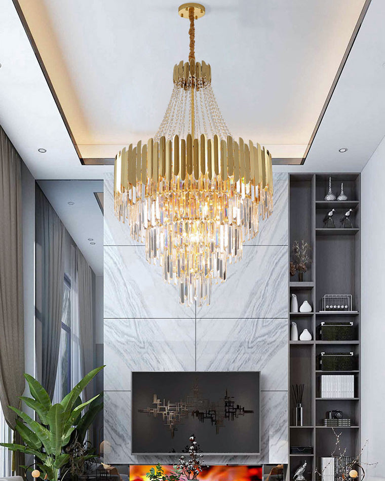 Lustre en cristal doré à plusieurs niveaux WOMO-WM2207