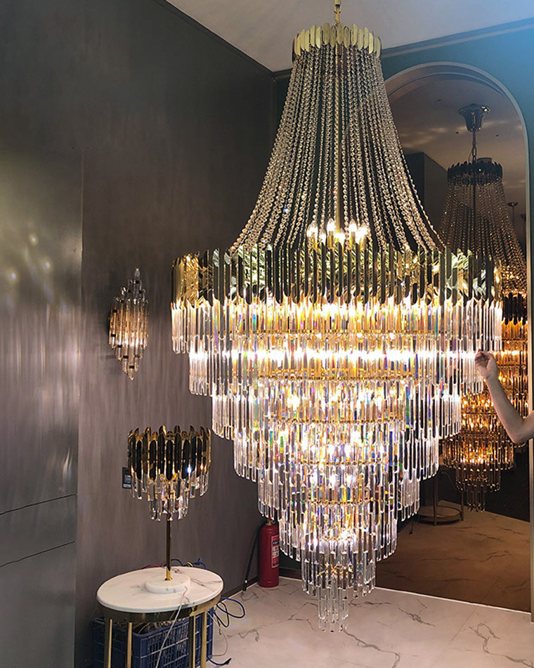Lustre en cristal doré à plusieurs niveaux WOMO-WM2207