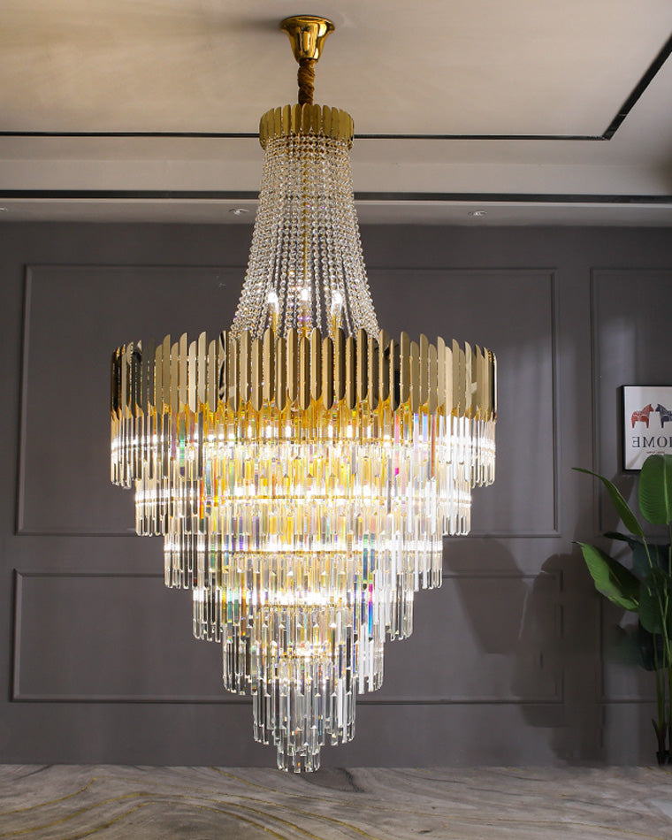 Lustre en cristal doré à plusieurs niveaux WOMO-WM2207