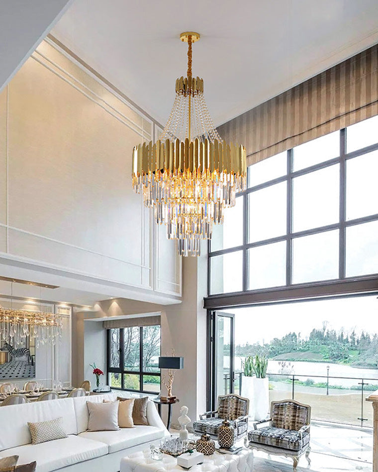 Lustre en cristal doré à plusieurs niveaux WOMO-WM2207