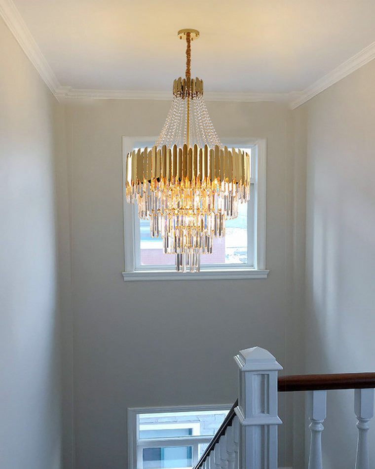 Lustre en cristal doré à plusieurs niveaux WOMO-WM2207