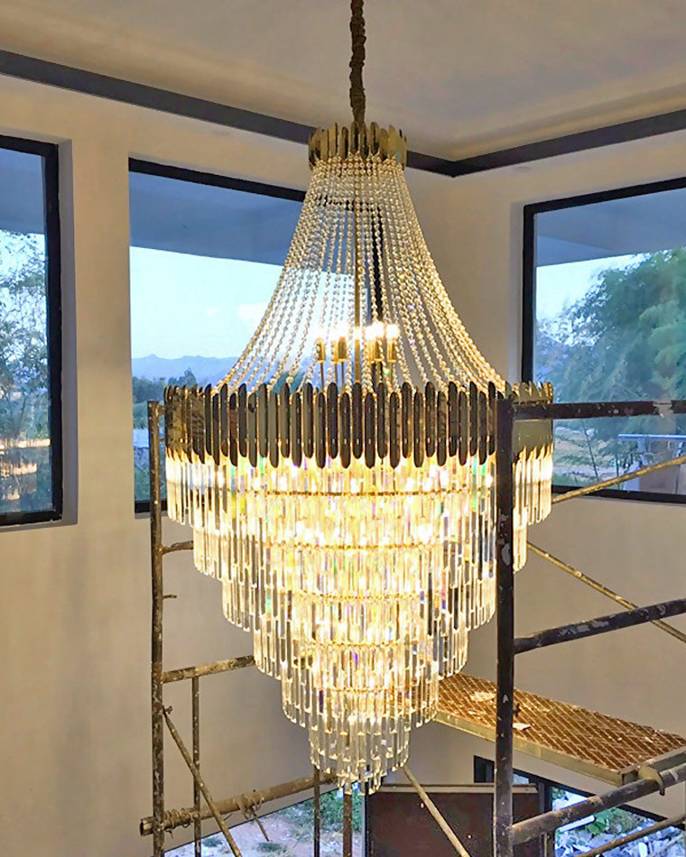 Lustre en cristal doré à plusieurs niveaux WOMO-WM2207