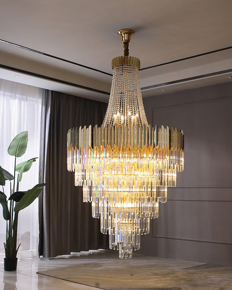 Lustre en cristal doré à plusieurs niveaux WOMO-WM2207
