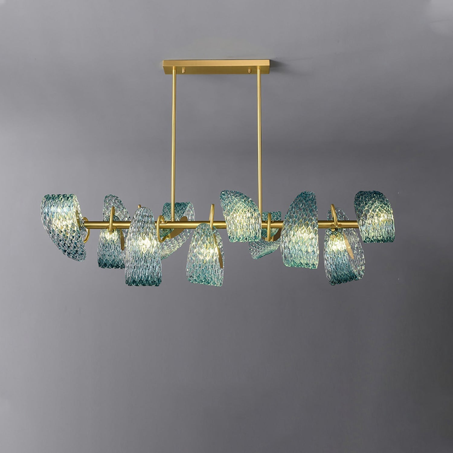 WOMO Lustre Lineaire Petale en Verre Bleu-WM2213c