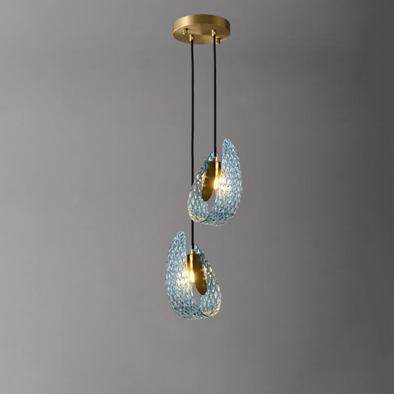 WOMO Suspension Pétale Verre Bleu-WM2213a