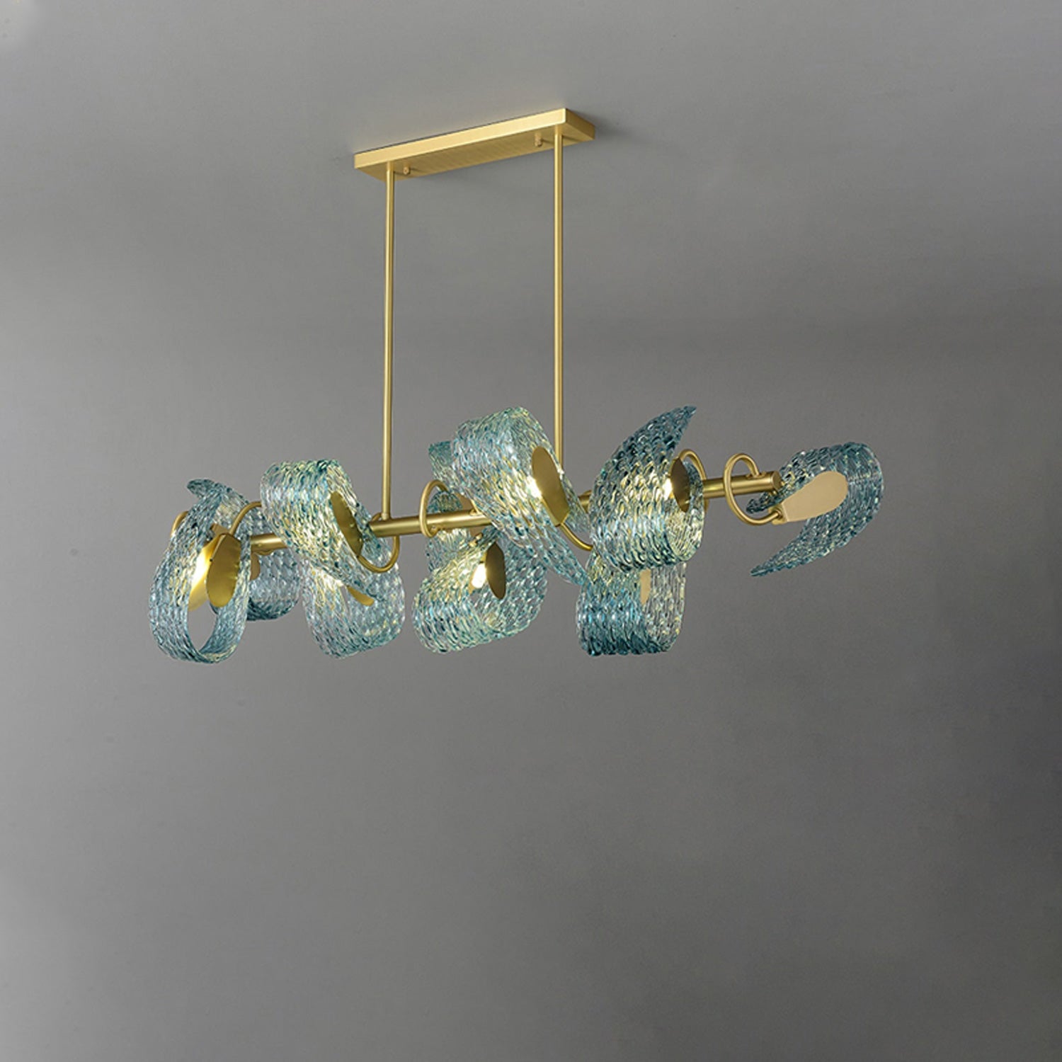WOMO Lustre Lineaire Petale en Verre Bleu-WM2213c