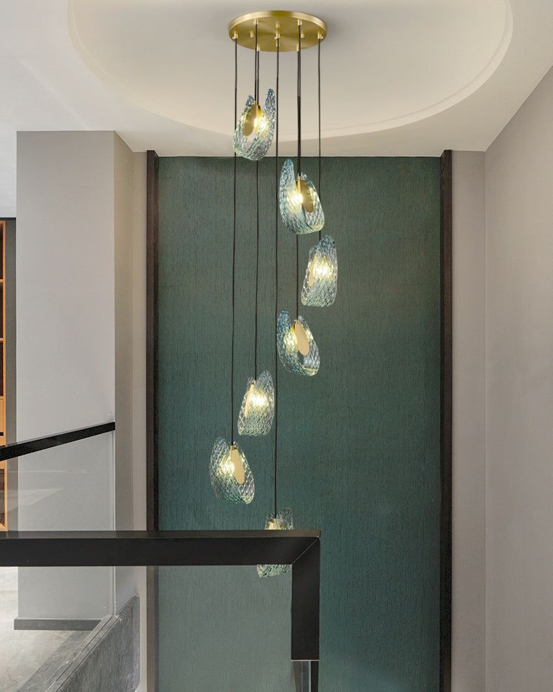 WOMO Suspension Pétale Verre Bleu-WM2213a