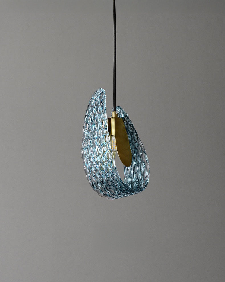 WOMO Lustre Lineaire Petale en Verre Bleu-WM2213c