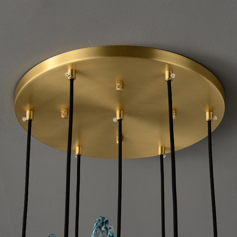 WOMO Suspension Pétale Verre Bleu-WM2213a