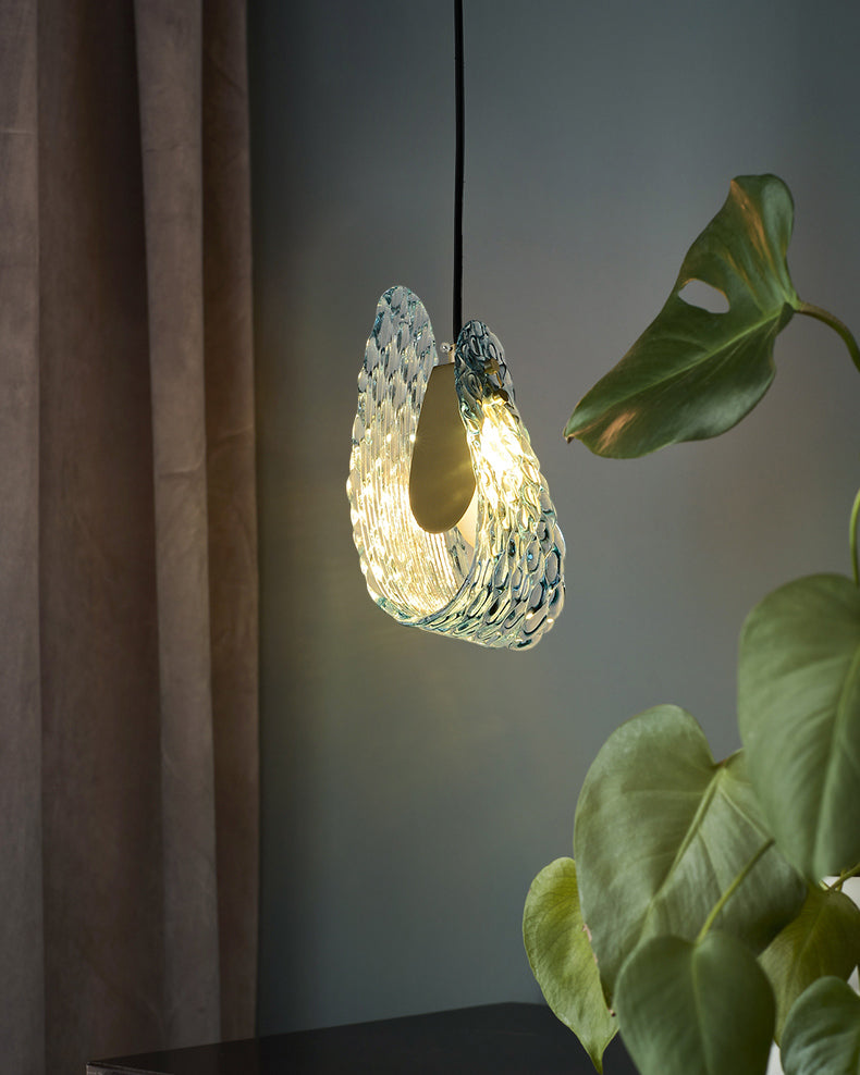 WOMO Suspension Pétale Verre Bleu-WM2213a