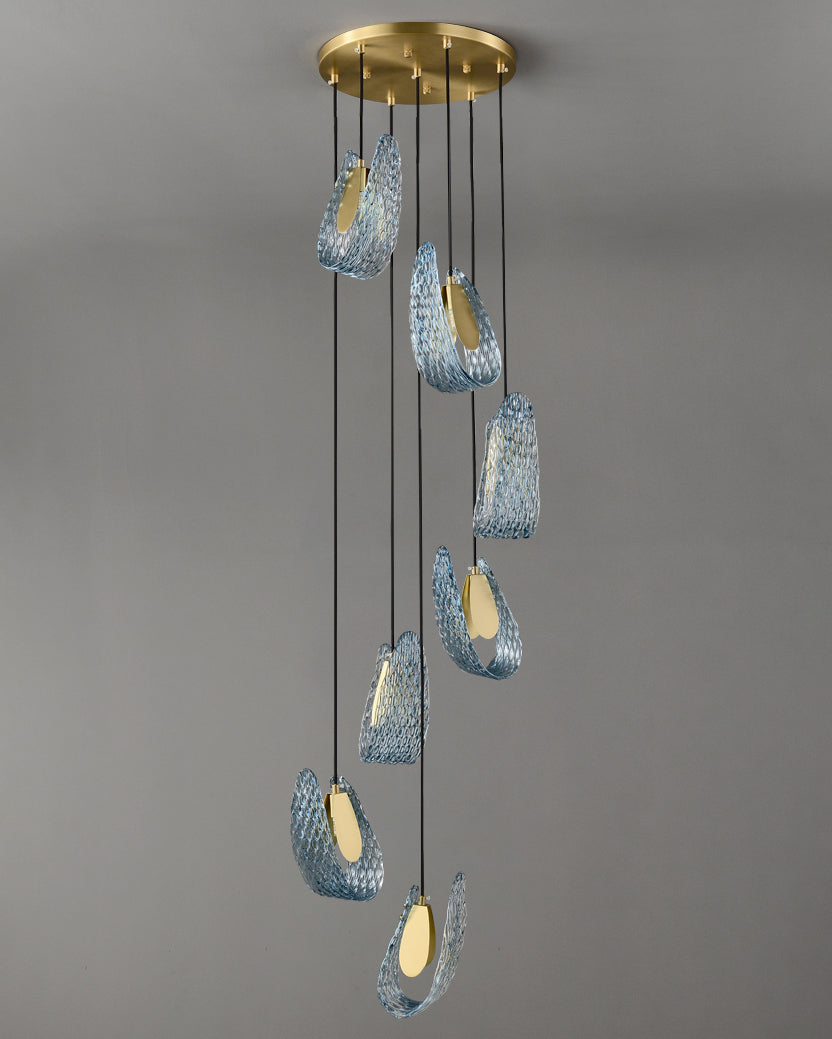 WOMO Suspension Pétale Verre Bleu-WM2213a