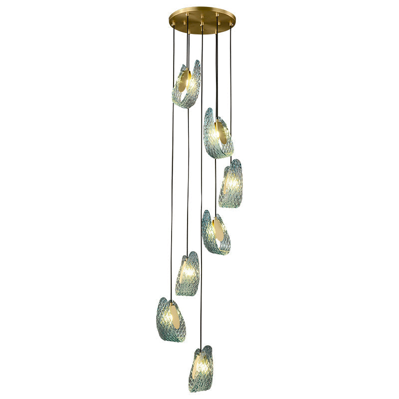 WOMO Suspension Pétale Verre Bleu-WM2213a