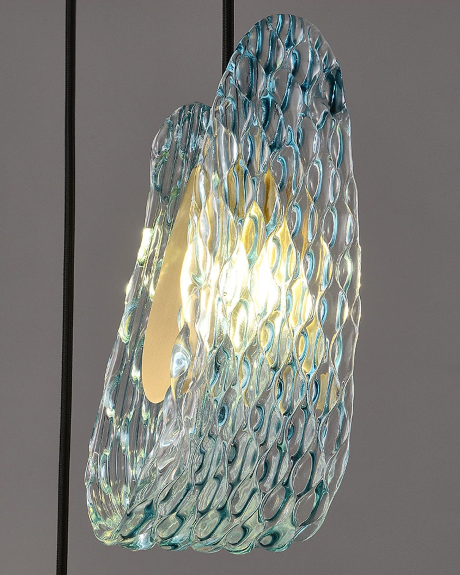 WOMO Lustre Lineaire Petale en Verre Bleu-WM2213c