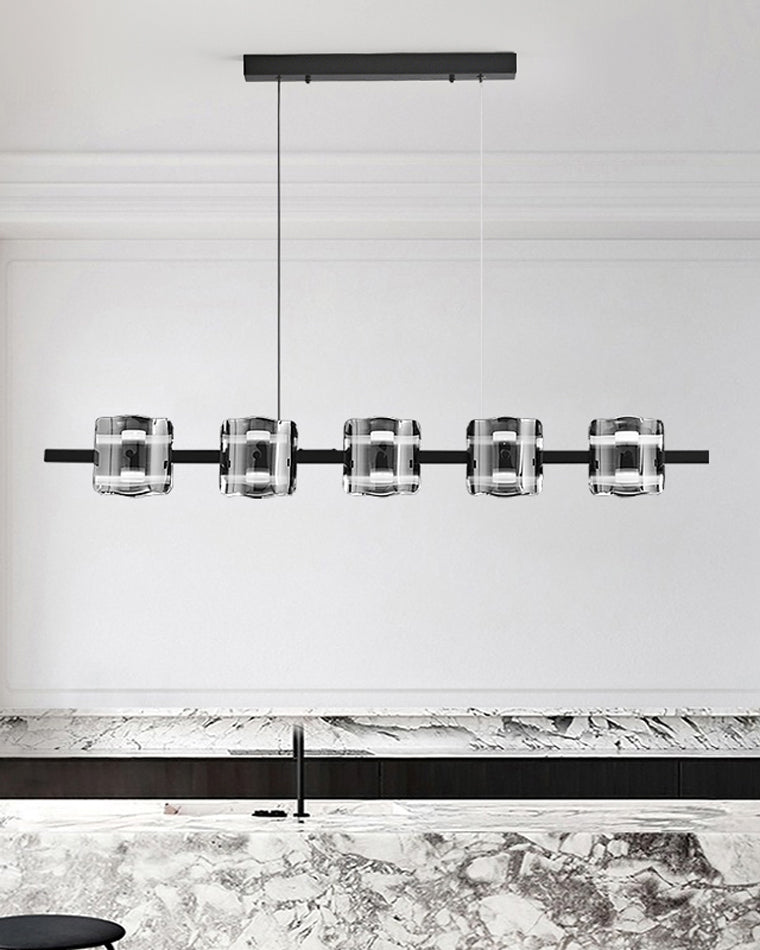 WOMO Linear Chandelier Gold/Black Glass-WM2219A