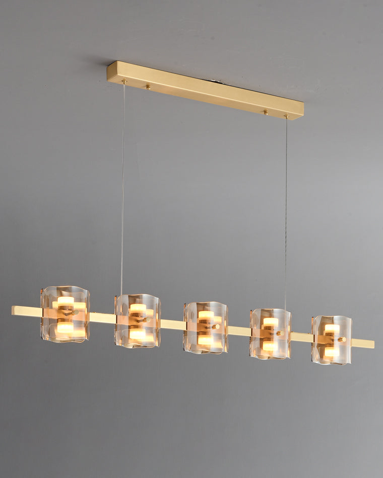 WOMO Linear Chandelier Gold/Black Glass-WM2219A