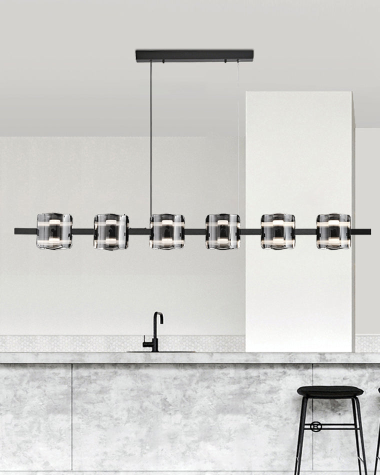 WOMO Linear Chandelier Gold/Black Glass-WM2219A