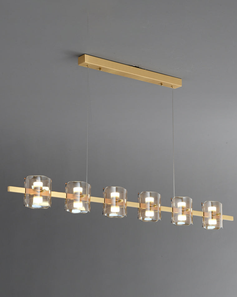 WOMO Linear Chandelier Gold/Black Glass-WM2219A