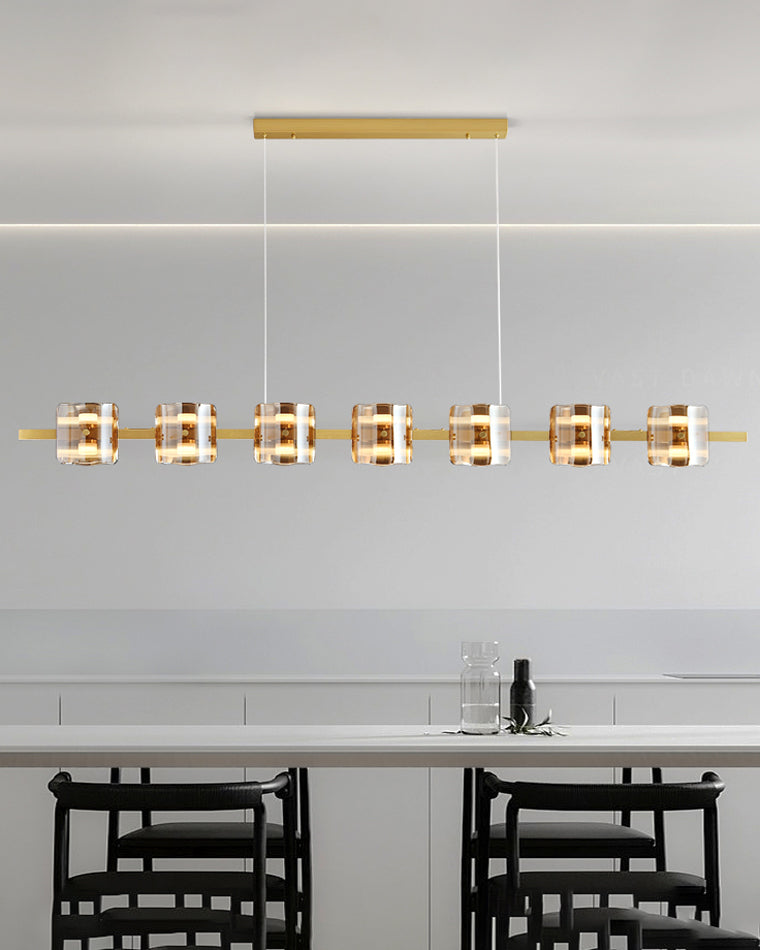 WOMO Linear Chandelier Gold/Black Glass-WM2219A