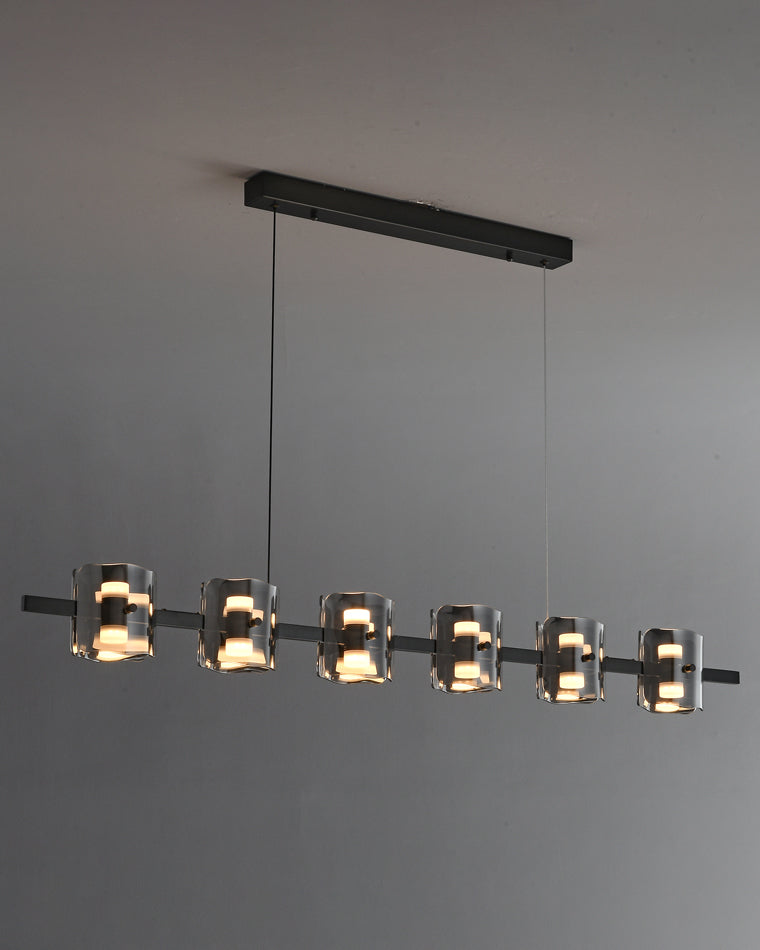 WOMO Linear Chandelier Gold/Black Glass-WM2219A